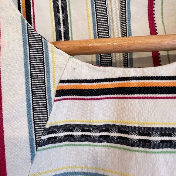 Kate Spade Saturday Cream and Multicolour Stripe Cotton Sleeveless Dress Size 4 - Picture 7 of 8